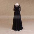 Mangas compridas Boho Beaded Black Wedding Dress